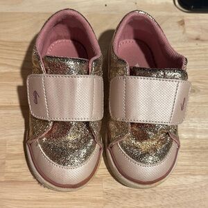 See Kai Run Gold Glitter Sneakers with Pink Trim